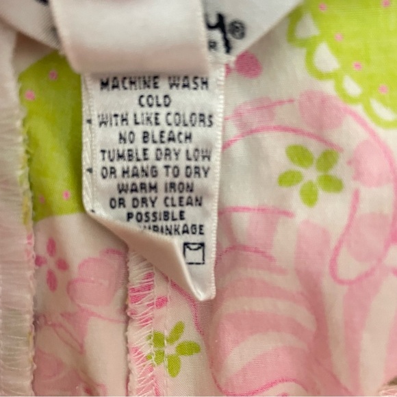 Lilly Pulitzer Pants Womens 6 Pink Green Tiger Caly Capri Tigers Play Cards - Picture 7 of 8